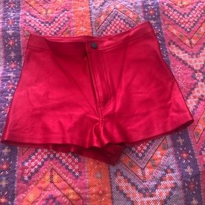 American apparel red disco  shiny 80s shorts